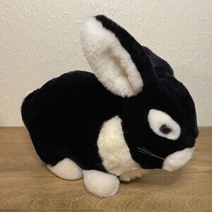 Love Land Bunny Rabbit Plush Windsor Toys Vintage Black White 13" Stuffed Animal